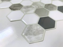 3D samolepící mozaika šedá, hexagon