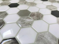 3D samolepící mozaika šedá, hexagon