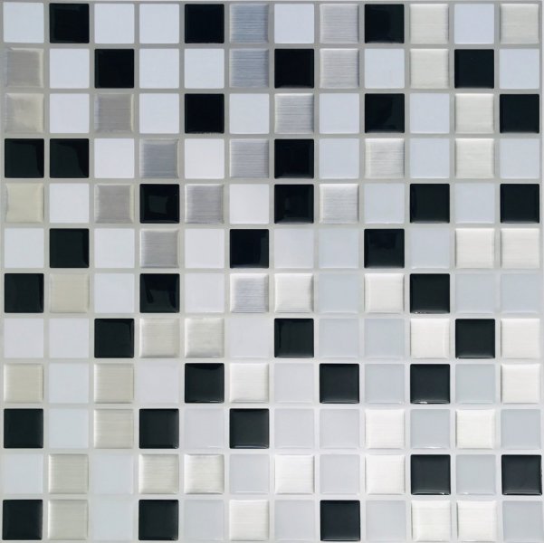 3D samolepící mozaika černo-bílá (30 x 30 cm) / silikonové samolepky mozaiky PAVEMOSA