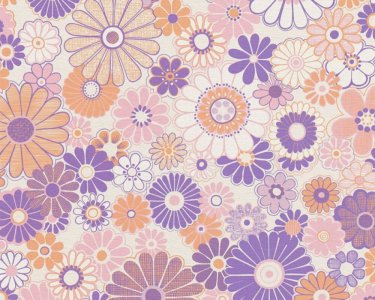 Vliesová tapeta retro, květy - oranžová, růžová fialová 395351 / Tapety na zeď 39535-1 Retro Chic (0,53 x 10,05 m) A.S.Création