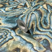 Vliesová tapet, modro-béžový mramor, abstrakt 0,53 x 10,05 m / Tapety na zeď Mona 81692 Marburg