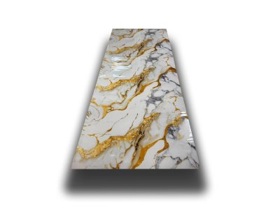Samolepicí velkoformátový panel XXL zlatý mramor 120 x 280 cm / velkoplošný dekorativní stěnový obklad Carrara efekt MAR004