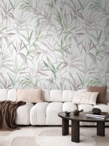 Tapetový stěnový panel jemné úponky listů v pastelových tónech Cecilia 791452 / Cosmo Living vliesová tapeta 79145-2 (role 0,53 x 8,80 m) A.S.Création