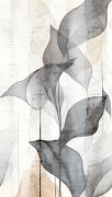 Tapetový designový panel Translucent Grace - vliesová fototapeta s průhlednými listy v jemných odstínech – barvy šedá, černá, bílá -  z kolekce Cosmo Living od A.S. Création