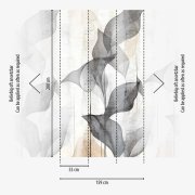 Tapetový designový panel Translucent Grace - vliesová fototapeta s průhlednými listy v jemných odstínech – barvy šedá, černá, bílá -  z kolekce Cosmo Living od A.S. Création