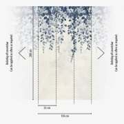 Tapetový designový panel Visutá zahrada - vliesová fototapeta s visícími větvemi s listy v modré barvě – barvy modrá, krémová, bílá - z kolekce Cosmo Living od A.S. Création