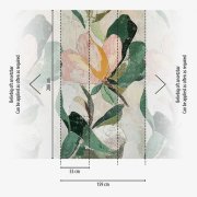 Tapetový designový panel Magnolia - vliesová fototapeta velkoformátový květ magnolie s bujnými listy ve vintage stylu – barvy růžová, oranžová, meruňková, zelená, monibarevná - z kolekce Cosmo Living od A.S. Création