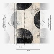 Tapetový designový panel Černé kruhy - vliesová fototapeta s velkými černými kruhy na světlém pozadí – barvy šedá, černá, bílá - z kolekce Cosmo Living od A.S. Création