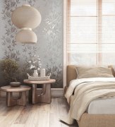 Vliesová tapeta, bílá s růžovými listy 0,53 x 10,05 m / Tapety na zeď Mona 82459 Marburg