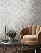 Vliesová tapeta, bílá s růžovými listy 0,53 x 10,05 m / Tapety na zeď Mona 82459 Marburg