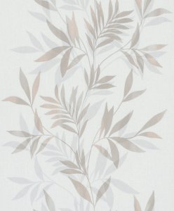Vliesová tapeta, bílá s růžovými listy 0,53 x 10,05 m / Tapety na zeď Mona 82459 Marburg