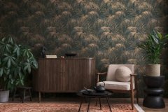 Palmové listy na vliesové tapetě – kombinace barev černá, béžová, hnědá 399812 - kolekce MICHALSKY 6 - německý výrobce A.S.Création