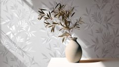 Vliesová tapeta, bílá s šedými listy 0,53 x 10,05 m / Tapety na zeď Mona 82460 Marburg