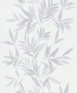 Vliesová tapeta, bílá s šedými listy 0,53 x 10,05 m / Tapety na zeď Mona 82460 Marburg