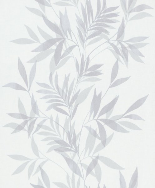 Vliesová tapeta, bílá s šedými listy 0,53 x 10,05 m / Tapety na zeď Mona 82460 Marburg