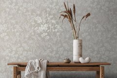Vliesová tapeta, šedá s rostlinným vzorem 0,53 x 10,05 m / Tapety na zeď Mona 82464 Marburg