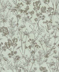 Vliesová tapeta, zelená se stříbrným rostlinným vzorem 0,53 x 10,05 m / Tapety na zeď Mona 82465 Marburg