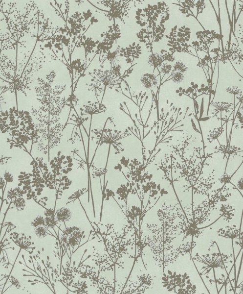 Vliesová tapeta, zelená se stříbrným rostlinným vzorem 0,53 x 10,05 m / Tapety na zeď Mona 82465 Marburg