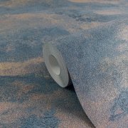 Moderní vliesová tapeta s abstraktním vlnovým vzorem, lehce lesklou a rovnoměrnou texturou– kombinace barev modrá, zlatá, měděná, metalická 786561 - kolekce Hot Spots německého výrobce A.S.Création