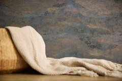 Abstraktní vliesová tapeta s vlnkovaným vzorem, se strukturovaným a třpytivým efektem – kombinace barev modrá, zlatá, měděná, metalická 786564 -kolekce Hot Spots německého výrobce A.S.Création