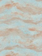 Moderní vliesová tapeta s abstraktním vlnovým vzorem, lehce lesklou a rovnoměrnou texturou – kombinace barev modrá, krémová, měděná, metalická 786565 - kolekce Hot Spots německého výrobce A.S.Création