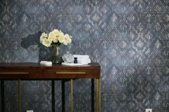 Vliesová tapeta 786724 orientální ornamenty s hladkým texturovaným povrchem – kombinace barev modrá, stříbrná, metalická - kolekce Hot Spots německého výrobce A.S.Création