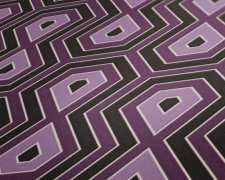 Moderní vliesová tapeta s etno-geometrickým vzorem ve fialové a hnědé barvě. Vliesová tapeta 377073 z kolekce Architects Paper - Jungle Chic