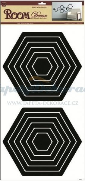 Samolepka (69 x 32cm) Room Decor černé šestiúhelníky 1325