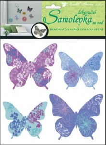 Samolepky na zeď 3D motýli modrofialoví 10154 / Samolepicí pokojová dekorace pro děti Room Decor (30 x 22 x 1 cm)