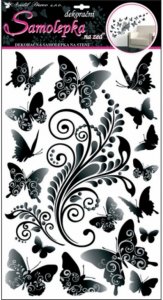 Samolepky na zeď černošedí motýlci 10147 / Samolepicí pokojová dekorace Room Decor (60 x 32 cm)