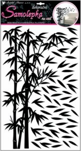 Samolepky na zeď černý bambus s lístky 10150 / Samolepicí pokojová dekorace Room Decor (60x32 cm)