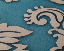 3D barokní vliesová tapeta tyrkysová modrá, zámecký vzor - vzorek, detail
