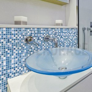 Samolepky na kachličky modro-bílá mozaika 31213 / Samolepicí dekorace na dlaždice Blue 3ks (20 x 20 cm) Crearreda