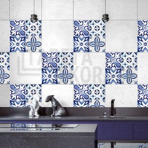 Samolepky na kachličky modré Azulejos 31223 / Samolepicí dekorace na dlaždice Blue Azulejos 3ks (20 x 20 cm) Crearreda