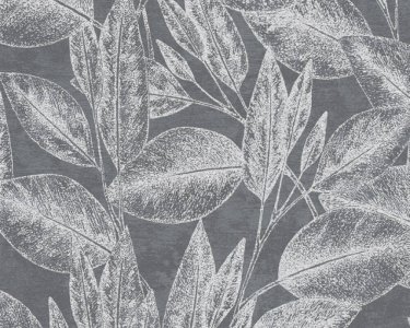 Vliesová tapeta listy, černá, metalická 378364 / Tapety na zeď 37836-4 Attractive (0,53 x 10,05 m) A.S.Création