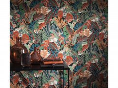 Vliesová tapeta 687811 barevná botanická zahrada / Tapety na zeď Tropical House (0,53 x 10,05 m) Rasch