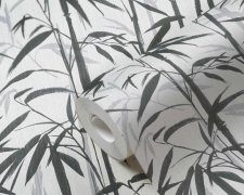 Vliesová tapeta bambus v černé a bílé barvě, přírodní motiv - vliesová tapeta od A.S.Création
