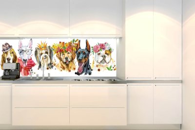 Samolepicí fototapeta na kuchyňskou linku Portét psů KI-180-110 / Fototapety do kuchyně Dimex (180 x 60 cm)
