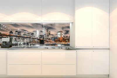 Samolepicí fototapeta na kuchyňskou linku Noční Manhattan KI-180-117 / Fototapety do kuchyně Dimex (180 x 60 cm)