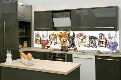Samolepicí fototapeta na kuchyňskou linku Portét psů KI-260-110 / Fototapety do kuchyně Dimex (260 x 60 cm)