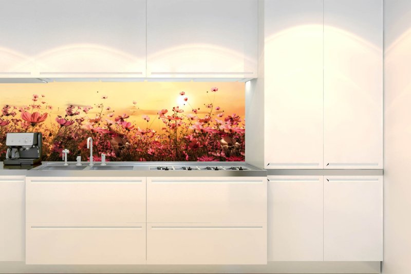 Samolepicí fototapeta na kuchyňskou linku Květinové pole KI-180-130 / Fototapety do kuchyně Dimex (180 x 60 cm)