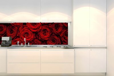 Samolepicí fototapeta na kuchyňskou linku Rudé růže KI-180-132 / Fototapety do kuchyně Dimex (180 x 60 cm)