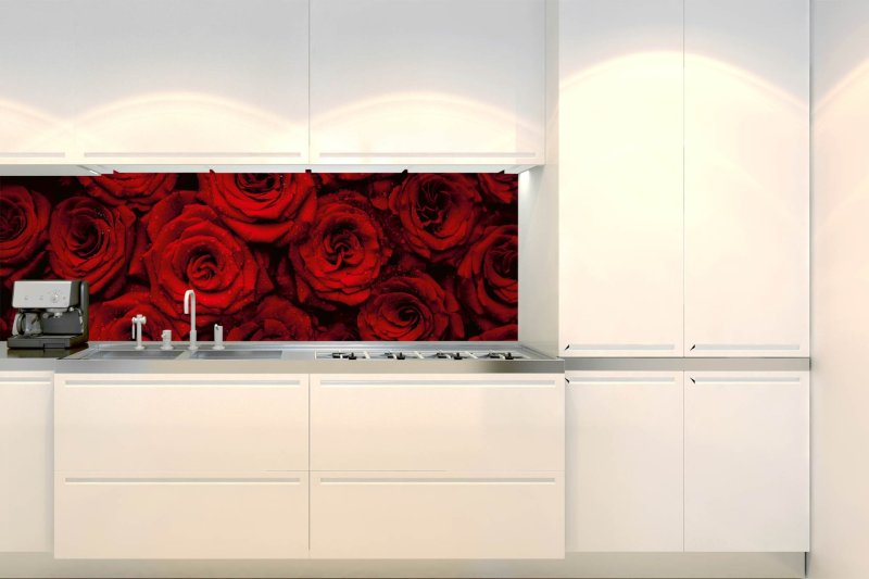 Samolepicí fototapeta na kuchyňskou linku Rudé růže KI-180-132 / Fototapety do kuchyně Dimex (180 x 60 cm)