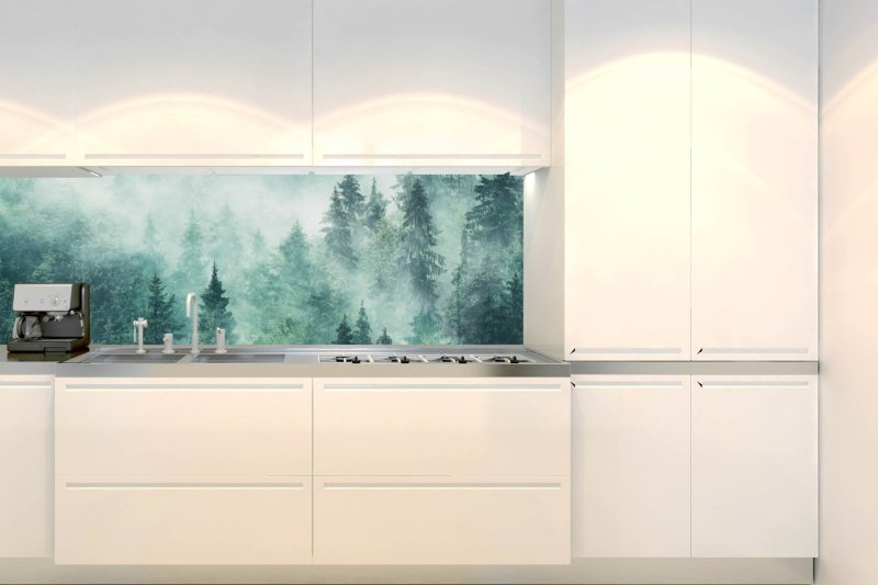Samolepicí fototapeta na kuchyňskou linku Mlha v lese KI-180-140 / Fototapety do kuchyně Dimex (180 x 60 cm)