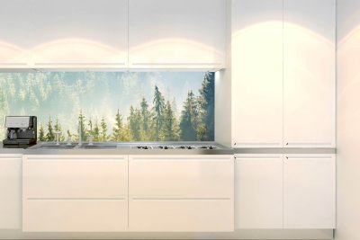 Samolepicí fototapeta na kuchyňskou linku Mlha nad lesem KI-180-141 / Fototapety do kuchyně Dimex (180 x 60 cm)