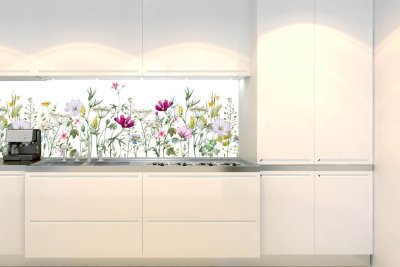 Samolepicí fototapeta na kuchyňskou linku Květinový vzor, luční kvítí KI-180-144 / Fototapety do kuchyně Dimex (180 x 60 cm)