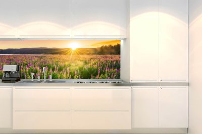 Samolepicí fototapeta na kuchyňskou linku Západ slunce na louku KI-180-145 / Fototapety do kuchyně Dimex (180 x 60 cm)