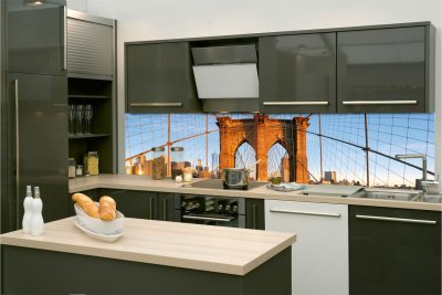 Samolepicí fototapeta na kuchyňskou linku Brooklyn Bridge KI-260-116 / Fototapety do kuchyně Dimex (260 x 60 cm)