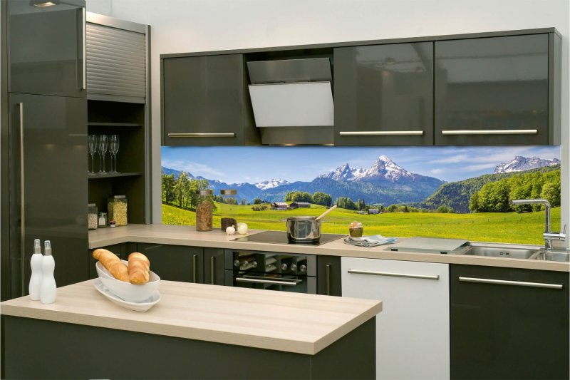 Samolepicí fototapeta na kuchyňskou linku Alpský pohled KI-260-135 / Fototapety do kuchyně Dimex (260 x 60 cm)