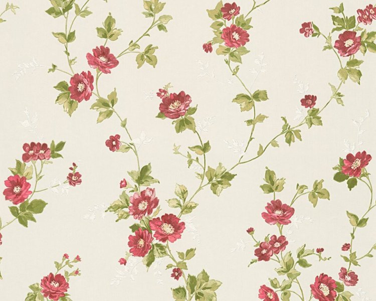 Vliesová tapeta květy, krémová, červená 30428-4 / Tapety na zeď 304284 Romantica 3 AS (0,53 x 10,05 m) A.S.Création